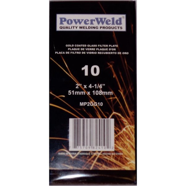 Powerweld Gold Glass Filter Plate, 2" x 4-1/4", Shade #9 MP2GG9